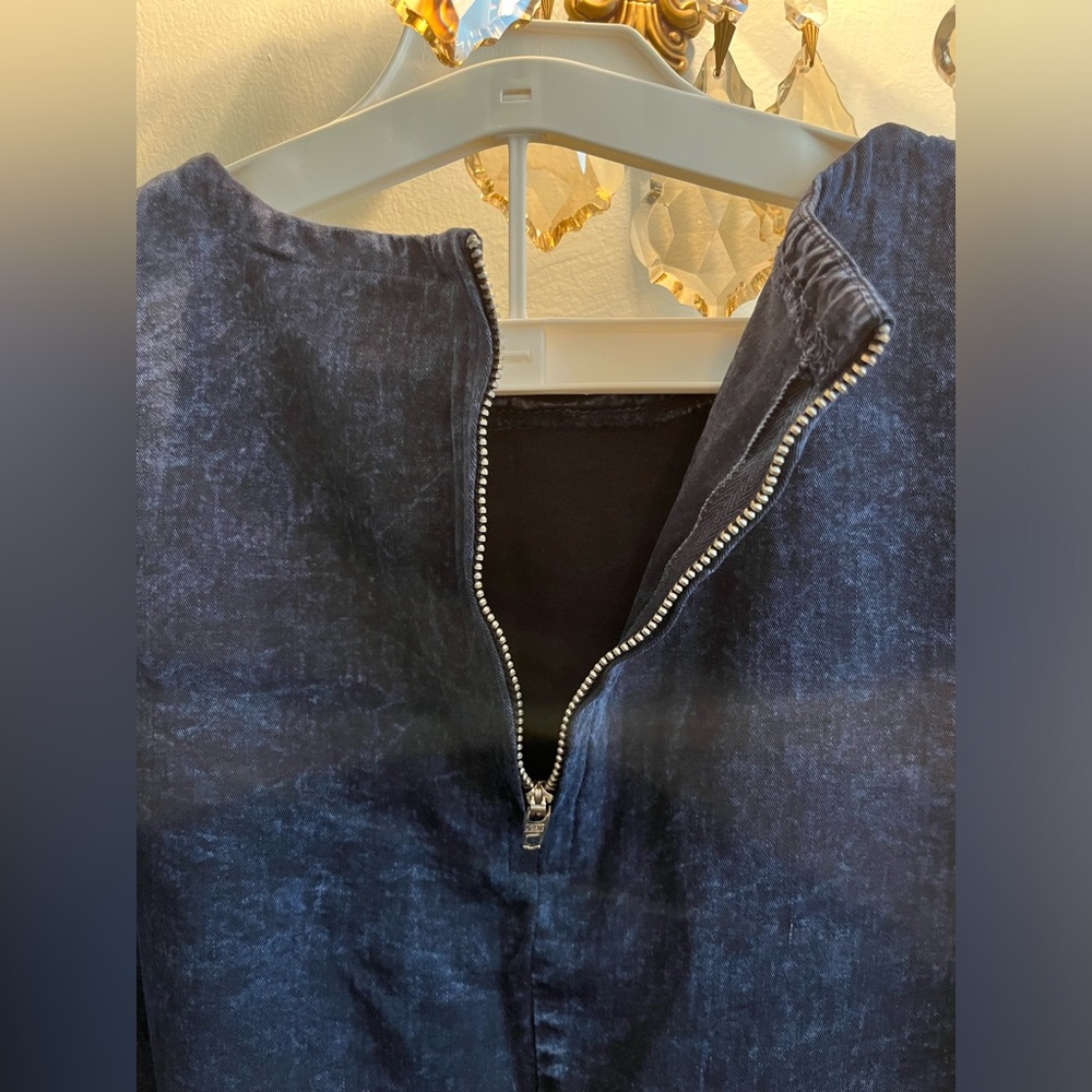 Hard Tail  Blue Denim Midi Dress With 2 Pocket in Front Look Size L, NWOT - Picture 4 of 9